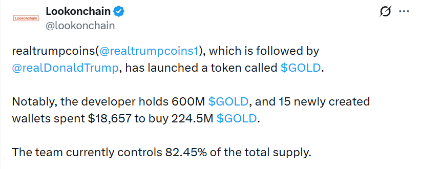 GOLD token launched GOLD token launched