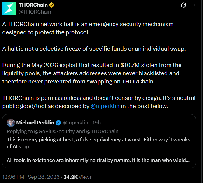 THORChain Bitget Hack Response THORChain Bitget Hack Response