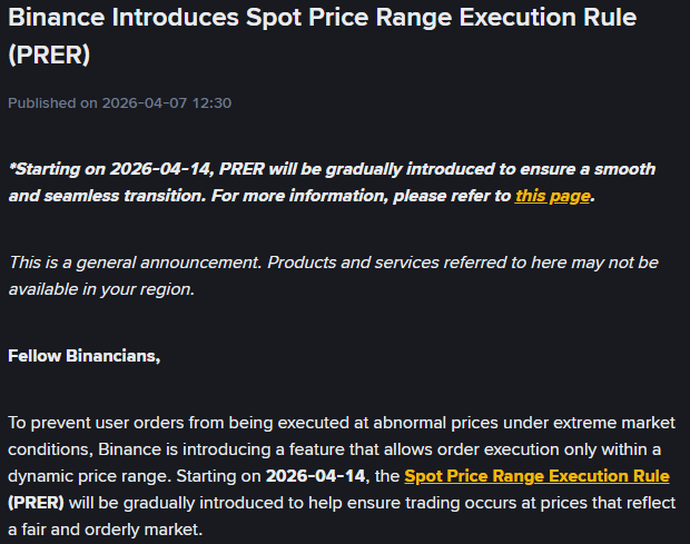 Binance Capital Connect and PRER Binance update