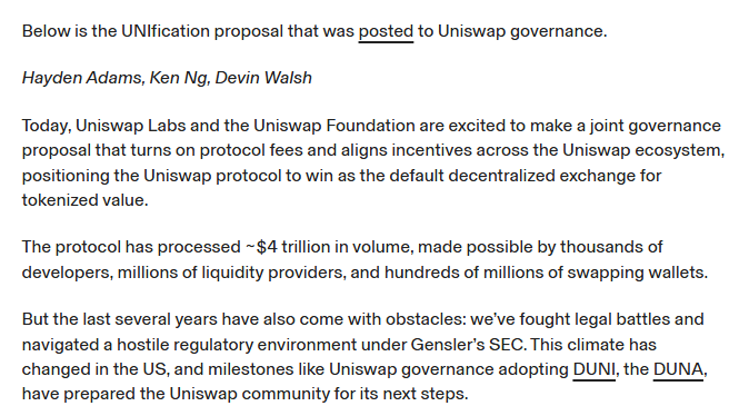 Uniswap official blog post