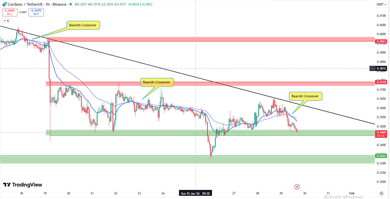 Cardano 1 Hour chart