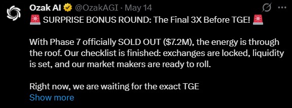 Ozak AI Bonus and TGE Update Ozak AI Bonus and TGE Update