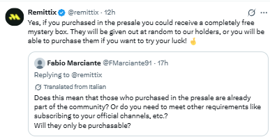 The exchange between Remittix and a community member The exchange between Remittix and a community member