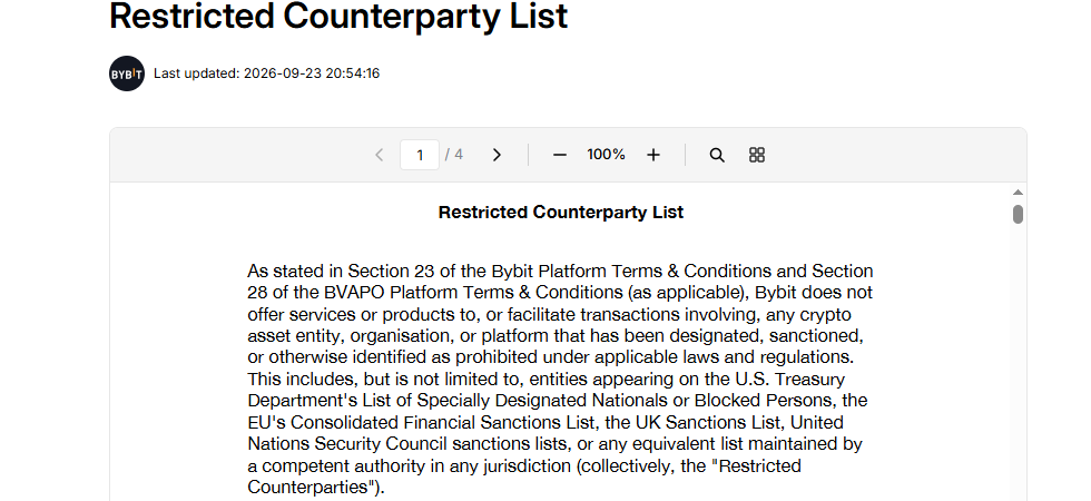 Bybit Restricted Counterparty List Bybit Restricted Counterparty List