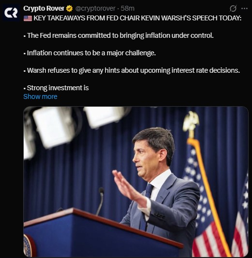 Fed Chair Kevin Warsh spoke today Fed Chair Kevin Warsh spoke today
