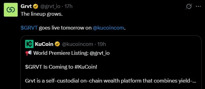 GRVT Listing on Kucoin Exchange GRVT Listing on Kucoin Exchange