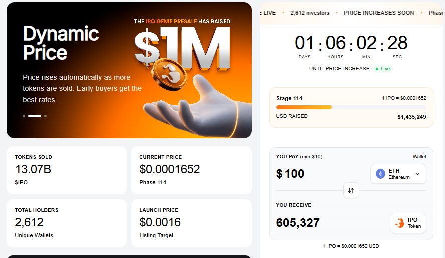 ipo genie presale price