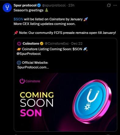 Spur CoinStore Listing