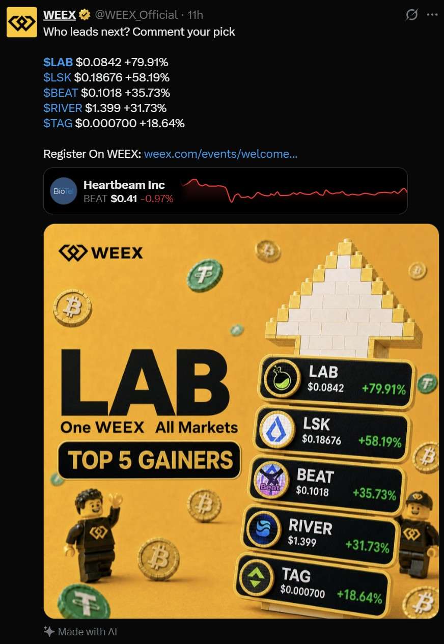 LAB Joins Top Gainers List: Crypto Market Buzz