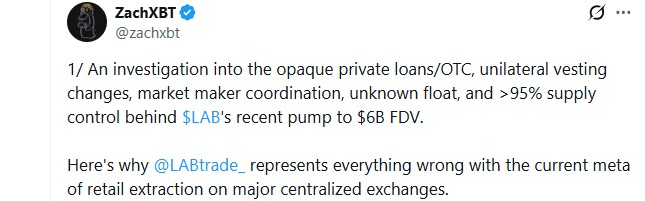 ZachXBT LAB Token Investigation