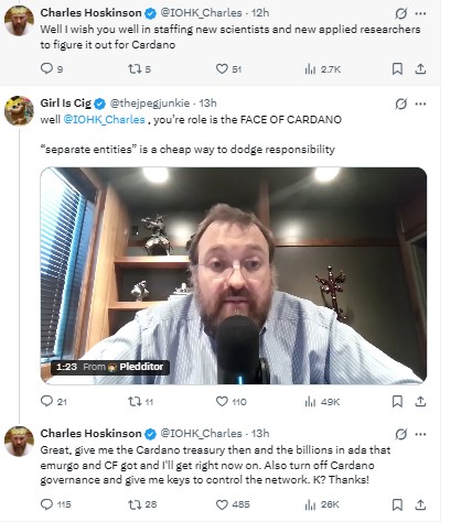 Charles Hoskinson post on x