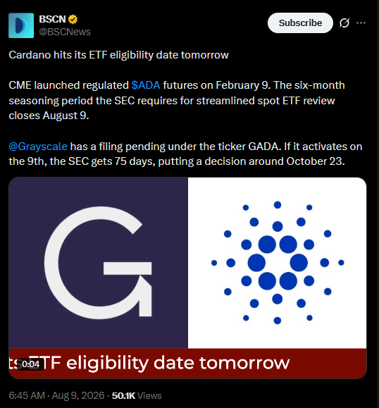Cardano news on x latest 