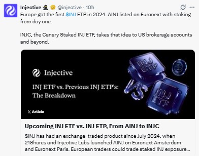 Europe got the first INJ ETP in 2024 Europe got the first INJ ETP in 2024
