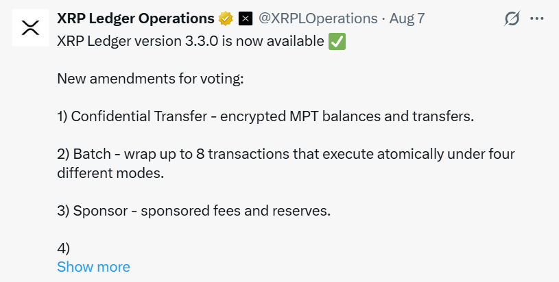 XRP Ledger Upgrade XRP Ledger Upgrade