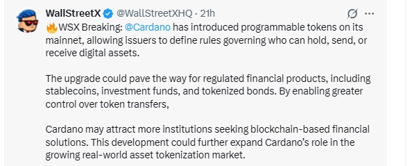 WallStreetX reported programmable WallStreetX reported programmable