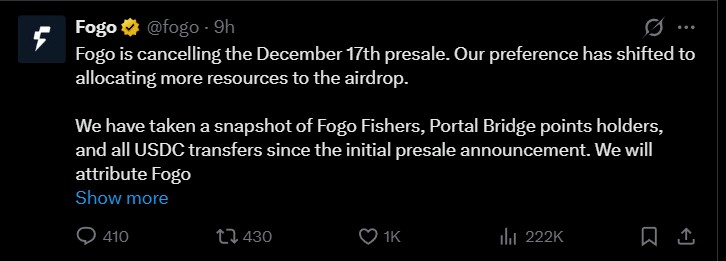 FOGO Token Presale cancelled. Why? FOGO Token Presale cancelled. Why?