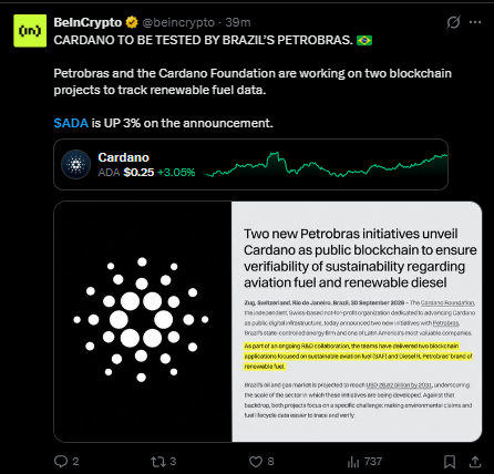 Cardano News Today: Petrobras Fuel Data Project and ADA Price Cardano News Today: Petrobras Fuel Data Project and ADA Price