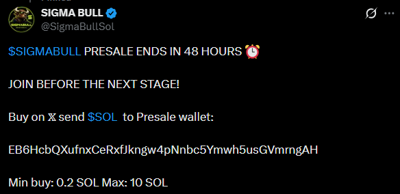Sigmabull presale news X post