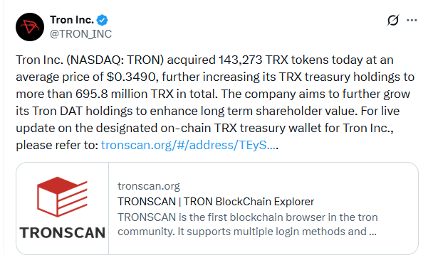 tron inc tweet on whale activity tron inc tweet on whale activity