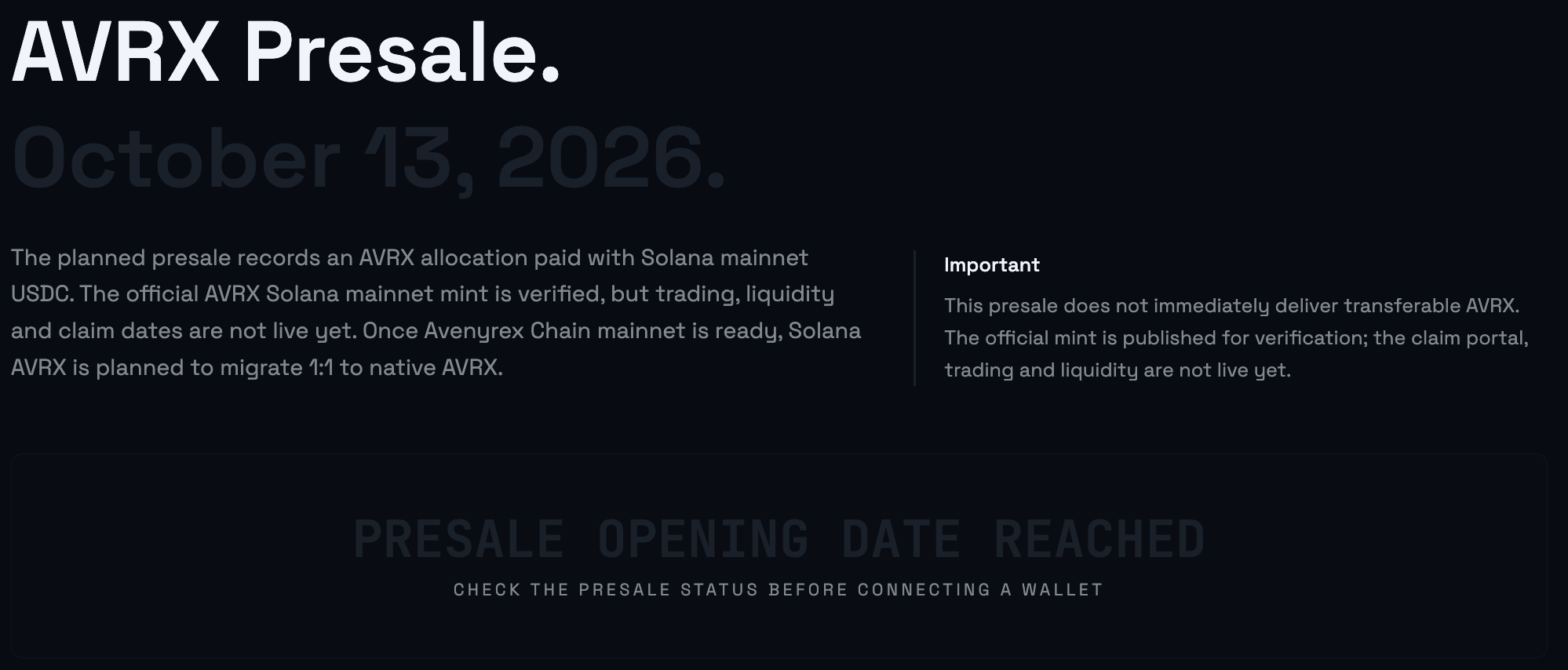 AVRX presale Page AVRX presale Page