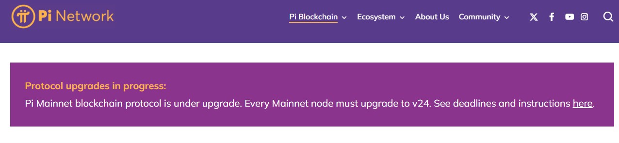 Pi upgrading blockchain protocol from version 19 to version 26