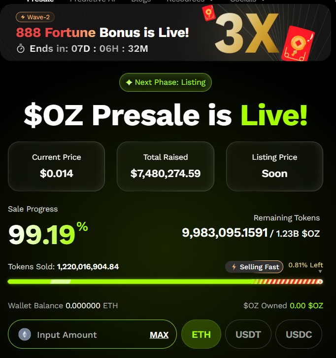 Ozak AI Presale and 888 Ccampaign Ozak AI Presale and 888 Ccampaign