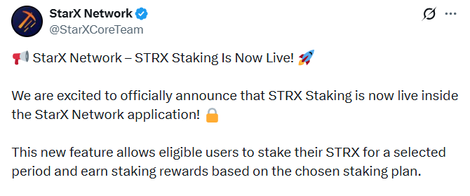 StarX official X post StarX official X post
