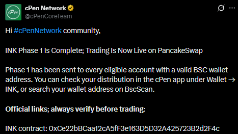 Ink Network News official X post Ink Network News official X post