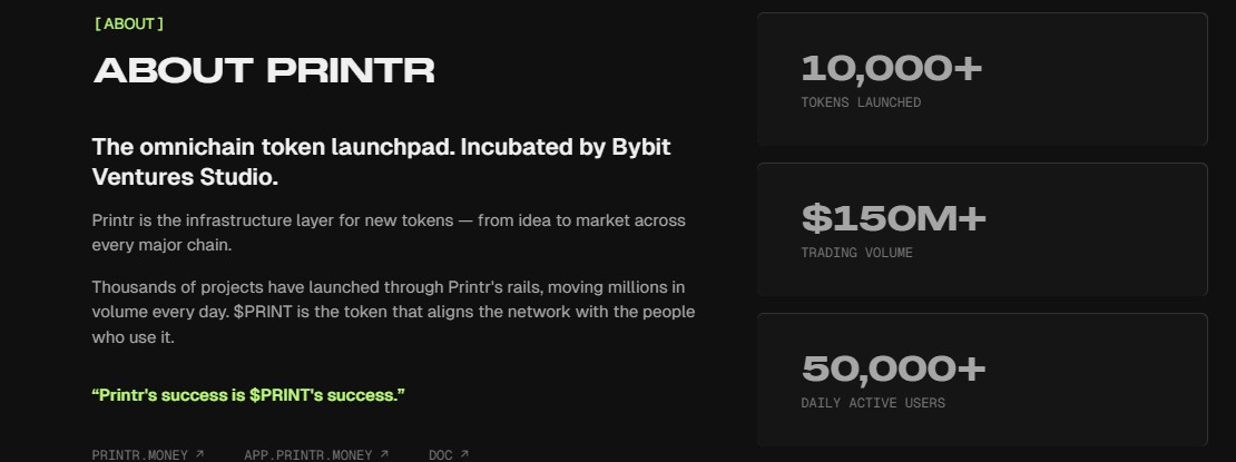 Printr PRINT Token Report