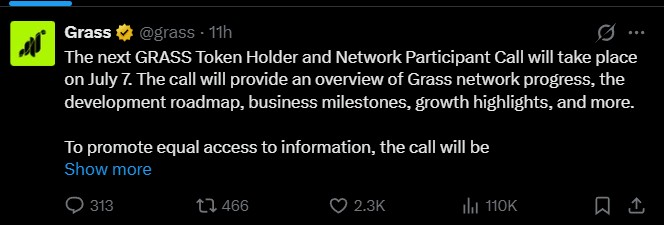 Grass Token Holder and Network Participant Call