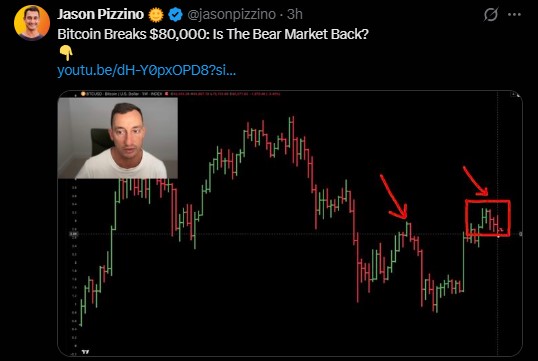 Jason posted a video asking that very question after the drop below $80K