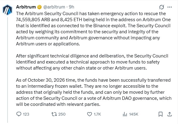 Arbitrum Security Council News Freezes