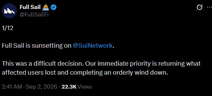 Full Sail Announces Shutdown After Switchboard Oracle Exploit