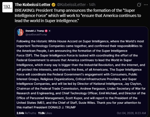President Trump announced the Super Intelligence Force