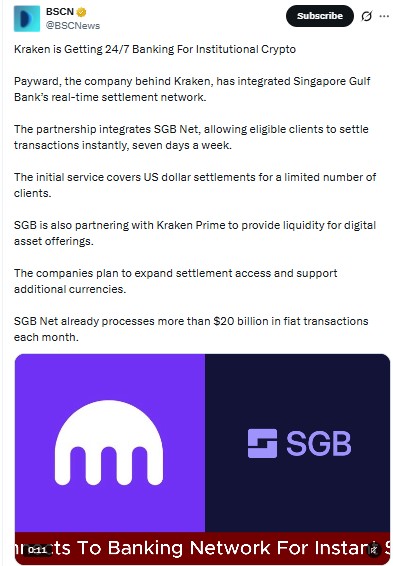 Kraken is getting 24/7 banking Kraken is getting 24/7 banking