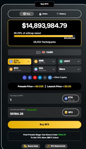 BlockchainFX BFX presale update BlockchainFX BFX presale update
