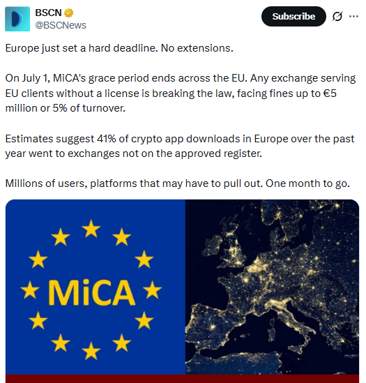 MiCA Deadline July 1 2026 EU crypto exchanges license 