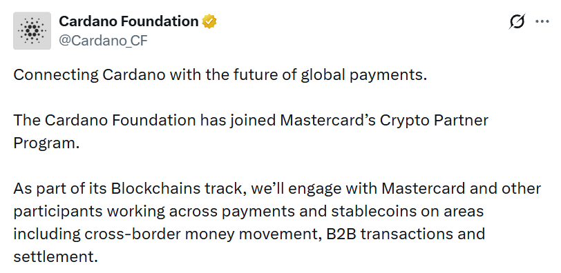 Cardano Mastercard partnership Cardano Mastercard partnership