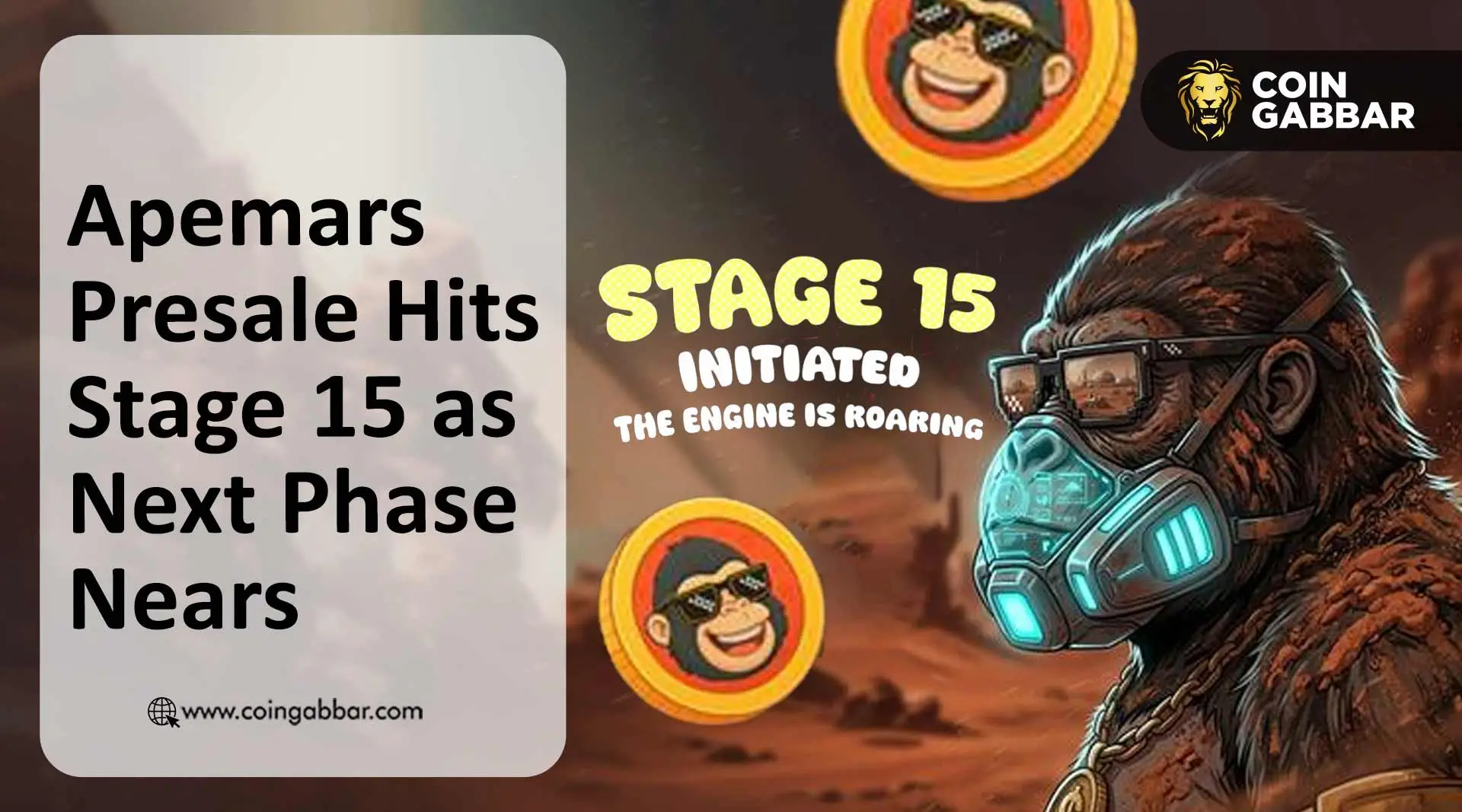 ApeMars Presale Stage 15 timeline with burns and claims