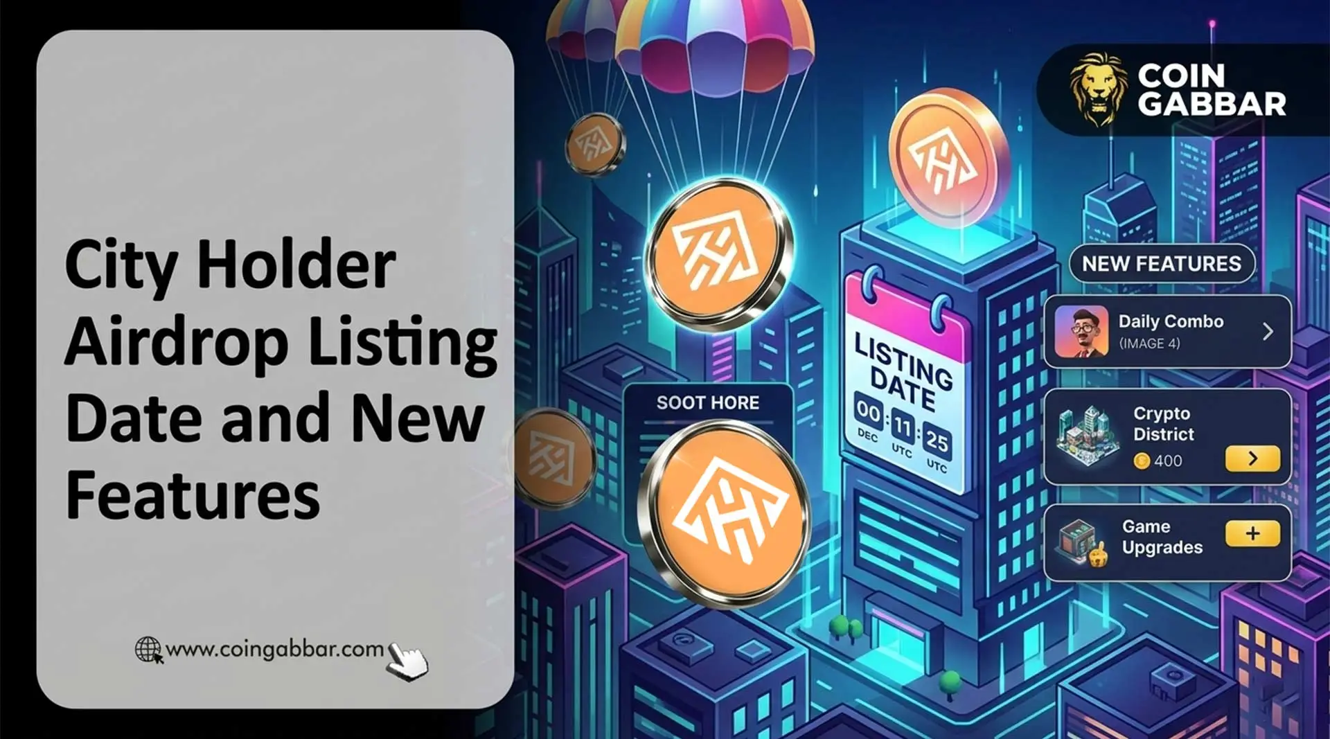 City Holder airdrop listing news and 2026 game updates