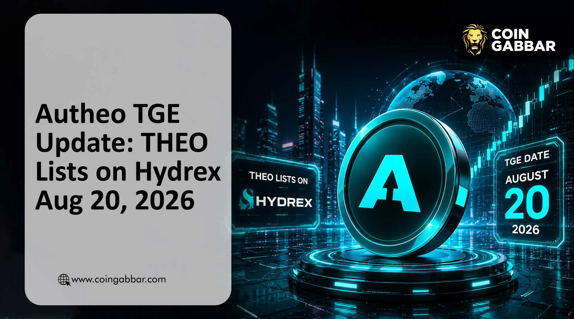 Autheo TGE Update banner announcing the $THEO Token