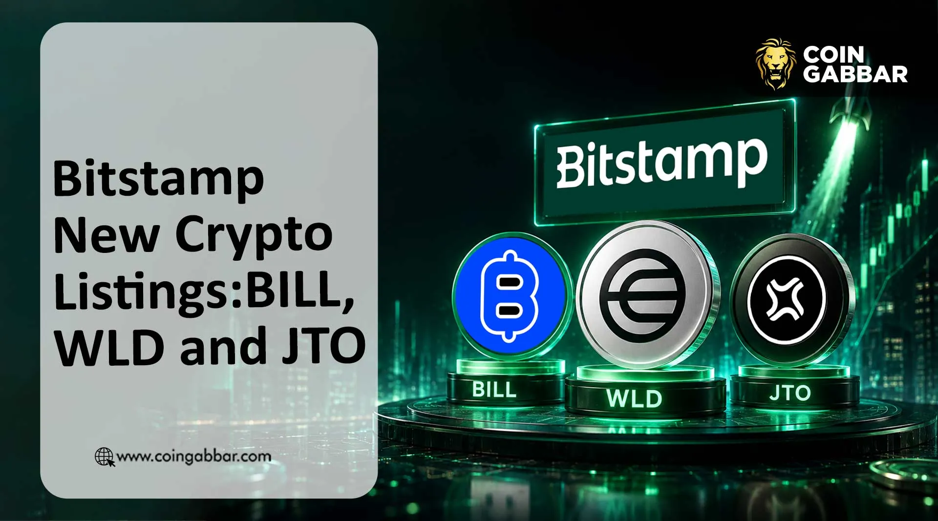 Bitstamp by Robinhood listing banner announcing BILL WLD JTO