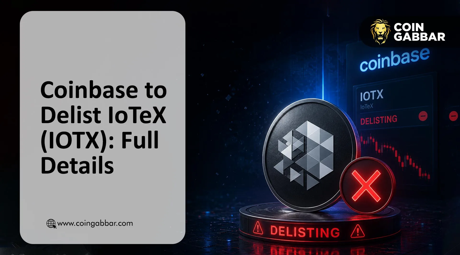 Coinbase delisting news IoTeX IOTX trading suspension September 2026