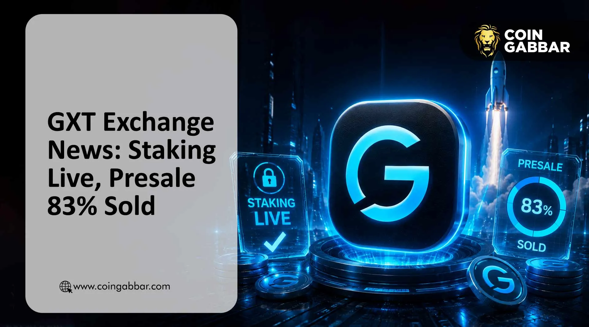 GXT Exchange News banner for staking launch and presale update