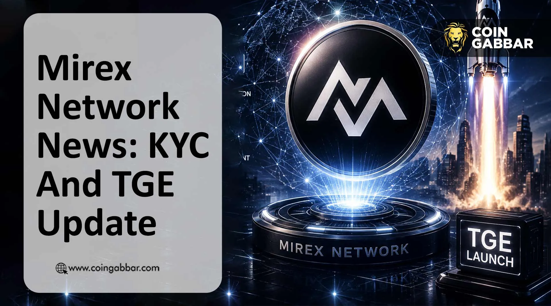 Mirex Network news post showing 20 days countdown to TGE launch