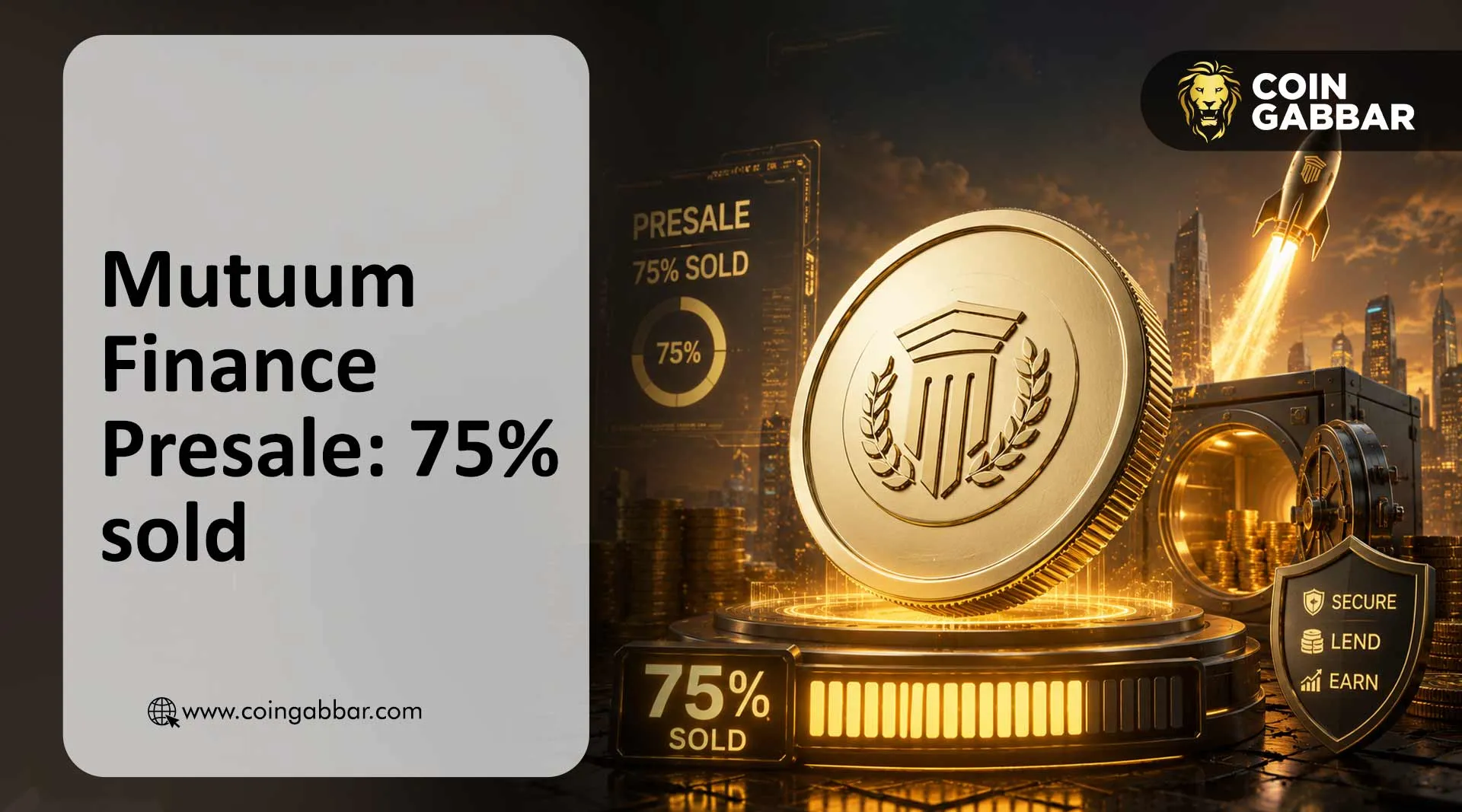 Mutuum Finance presale Phase 7 dashboard showing 75% sold