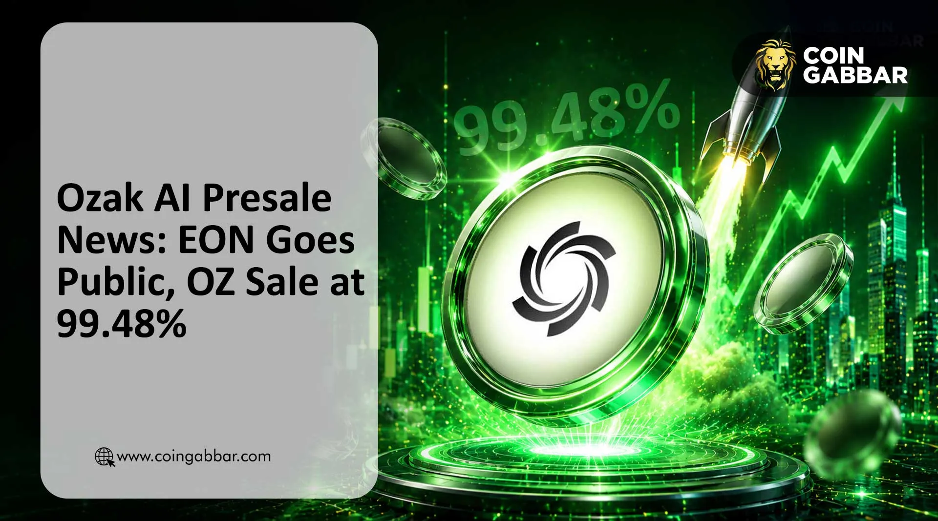 Ozak AI presale News: dashboard showing 99.48% sale progress