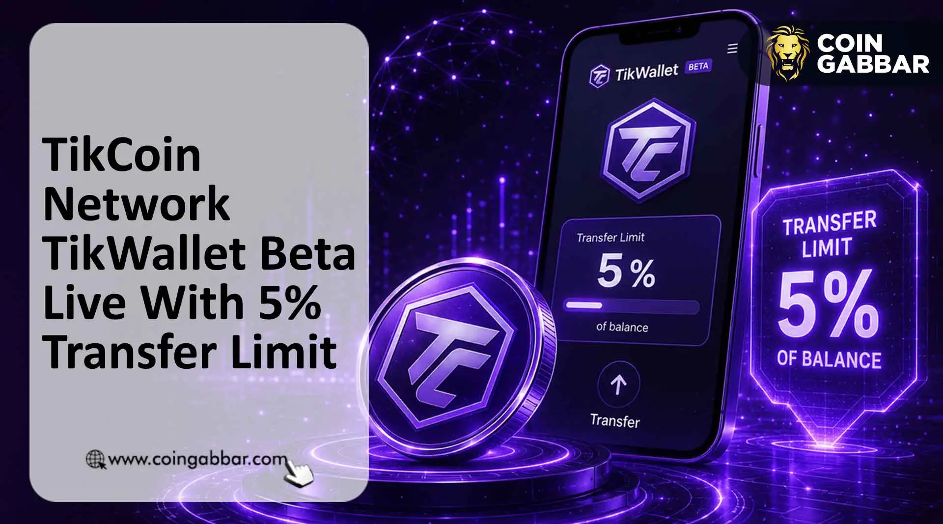 TikCoin Network TikWallet Beta Live With 5% Transfer Limit