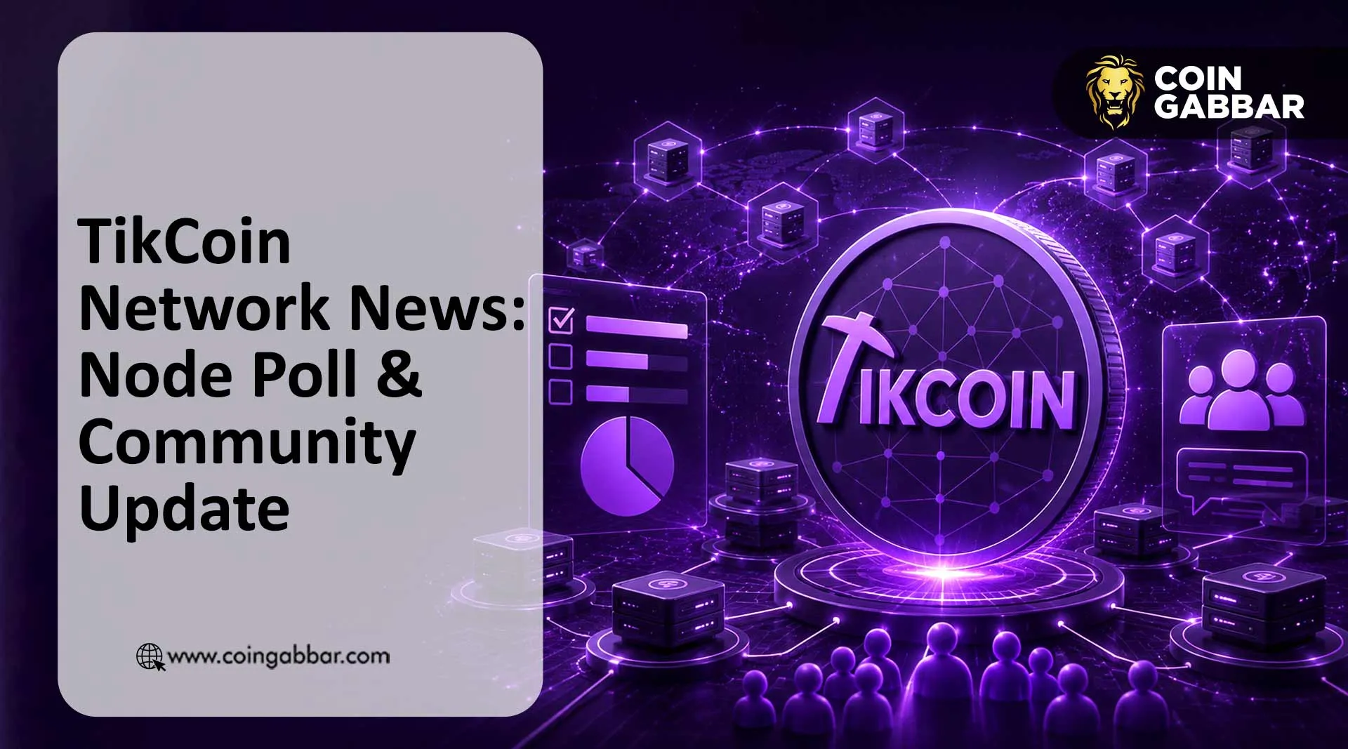 TikCoin Network News update showing node interest poll and community update