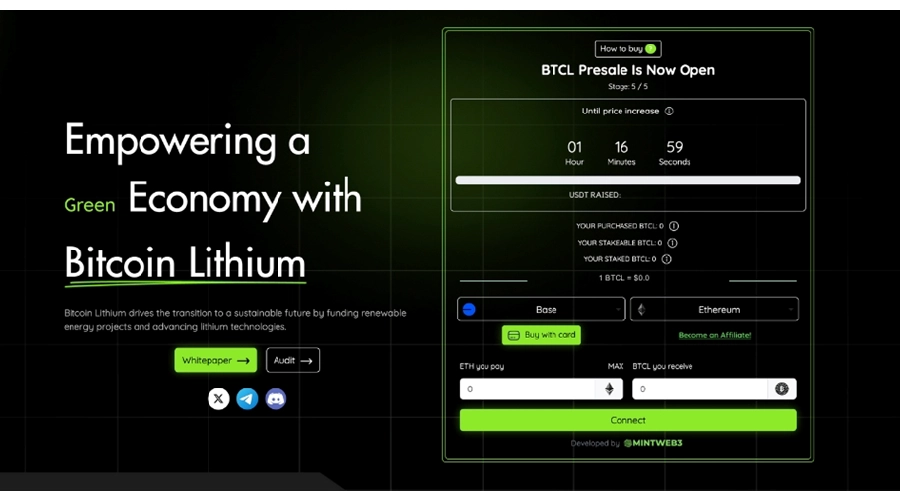 Bitcoin Lithium Takes the Market by Storm, Selling Out First Presale Stage in a few Days!